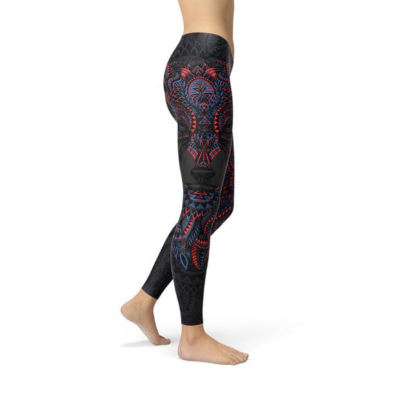 Womens Oriental Black Wolf Leggings